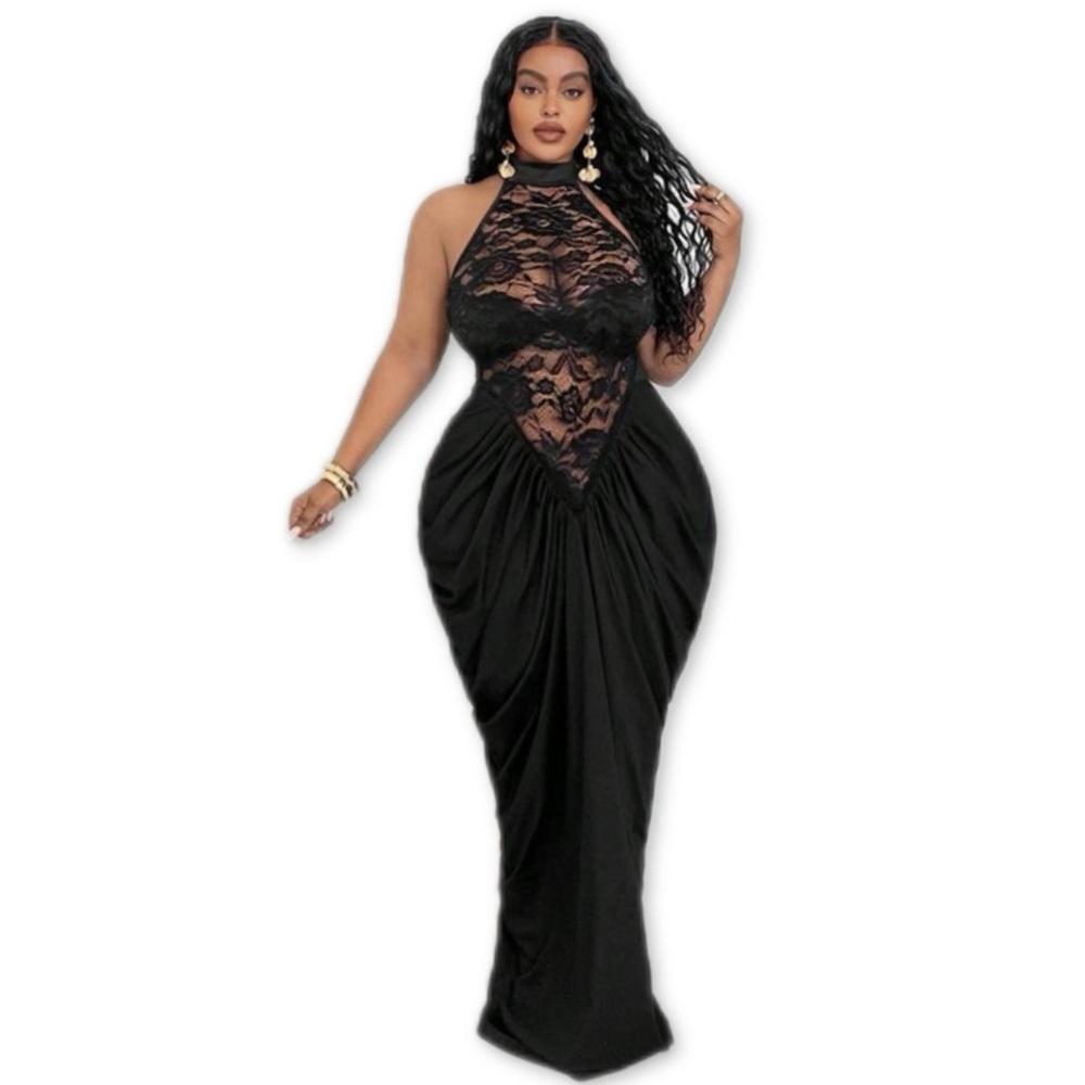 Chic Black Lace Maxi Dress